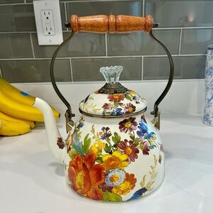 Mackenzie Childs White Flower Market Tea Kettle